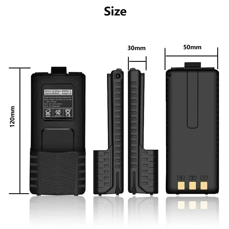 2PCS Baofeng BL-5 Battery UV-5R Battery 3800mAh 7.4V Type-C Charging for UV-5R UV-5RE Walkie Talkie Accessories