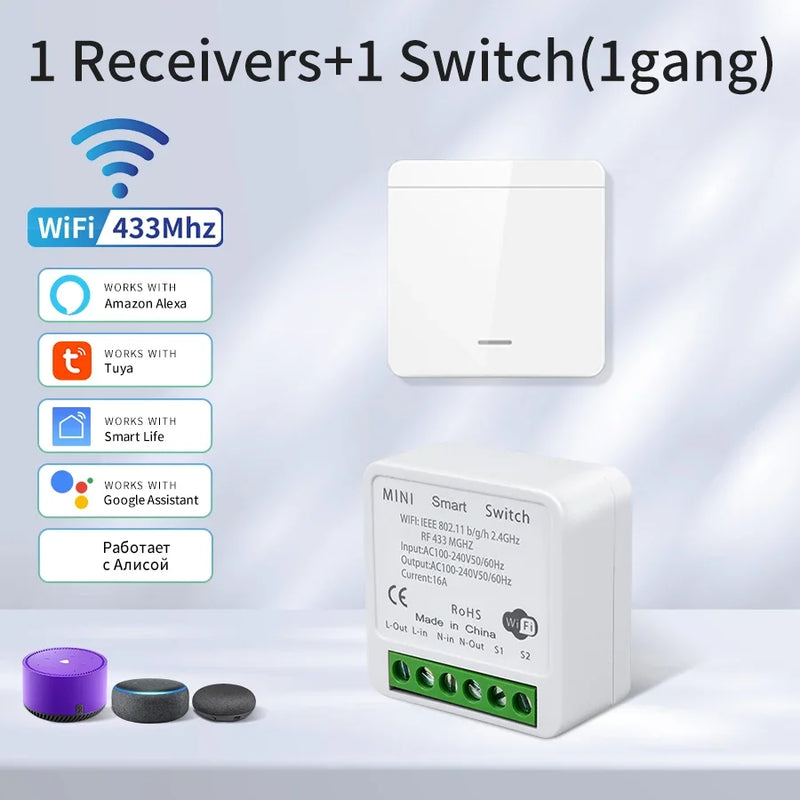 Wifi Smart Switch for Led Lighting Tuya Smart Life RF 433MHz Remote Voice Control Alexa Google Alice 1/2/3 Gang Wireless Switch