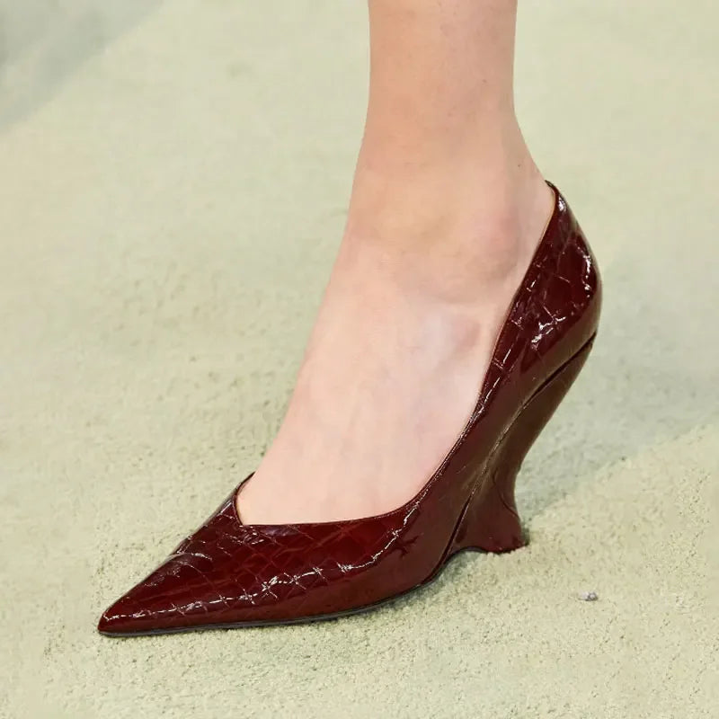 Brand Fashion Show 10cm High Heels 2023 Summer New Thick Heels Black White  Pointed Fashion Sexy Women's Size 44 Single Shoes