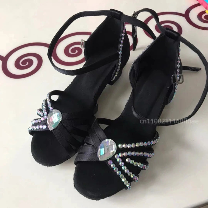 Latin Dance Shoelaces, Diamond Women's Dance Shoes, Soft Sole, Comfortable and Breathable, New Style of Practice Shoes