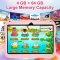 7 Inch Kids Tablet Android 14, 4GB RAM 64GB ROM, WiFi Bluetooth Type-C Port with Protective Case Gift for Children