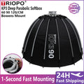 Triopo KP3 Quick Fold Deep Parabolic Softbox 60/90/120cm Bowens Mount Honeycomb Grid Compatible with Godox JINBEI