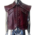 Nerazzurri Summer Autumn Short Distressed Vintage Studded Pu Leather Sleeveless Jacket Men Punk Style Menswear  Clothes Vest