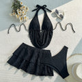 With Skirt Wrinkled Halter Tankini Bikini Women Swimwear | SAMAG