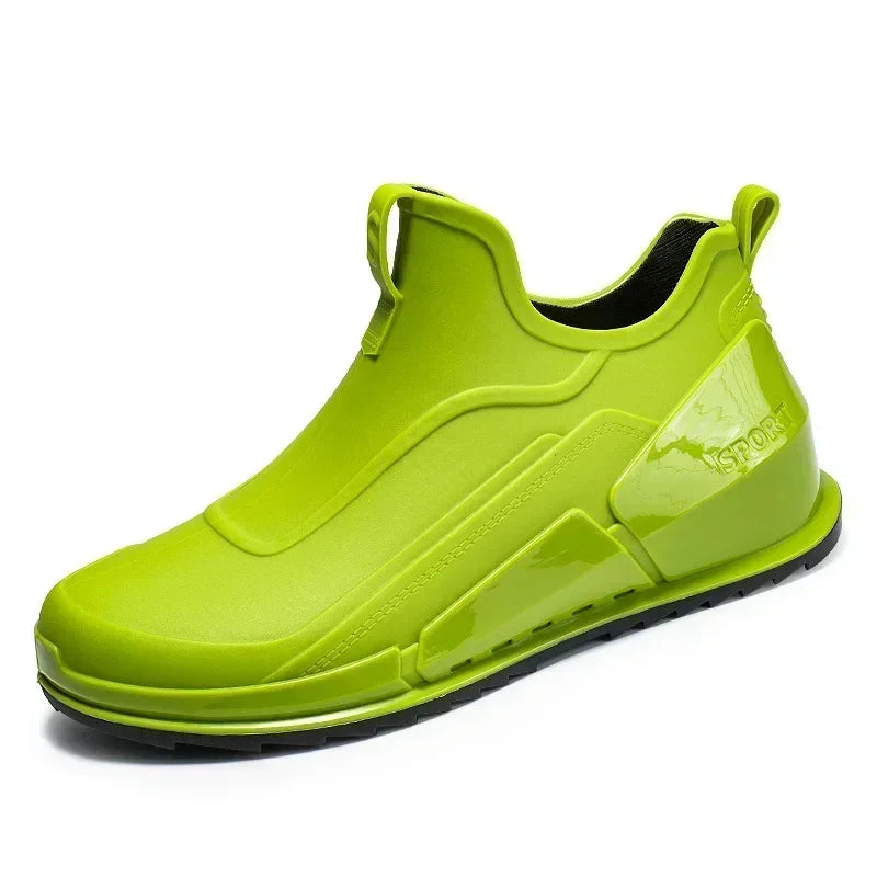 Men's Rain Boots Ankle Waterproof Shoes Men Casual Fishing Work Shoes Slip on Non-slip Rain Shoes Womens Kitchen Rubber Shoes