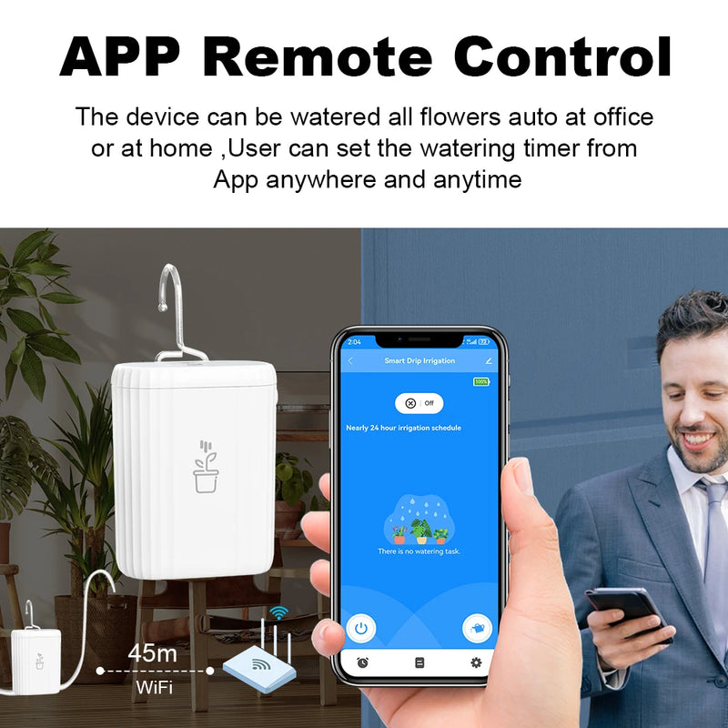 WiFi Intelligent Watering Device Timed Automatic Drip Irrigation System Remote APP Control Auto Watering for Indoor Plants