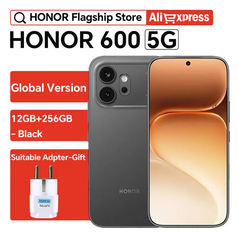 Global Version HONOR 600 5G Smartphone 7000mAh 80W SuperCharge 200MP Main Camera 6.57" AMOLED MagicOS 10 Snapdragon 7 Gen 4 NFC