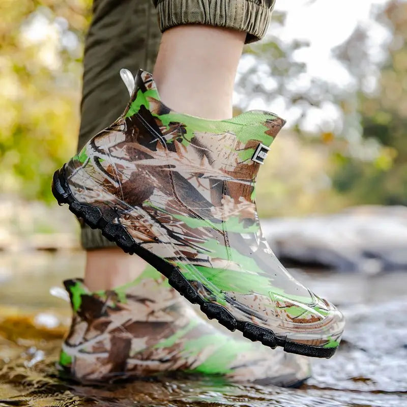 Camouflage Low Top Big Size Waterproof Man Shoes Warm Fleece-lined Rain Boots for Men Original High Quality 2025 Garden Gumboots