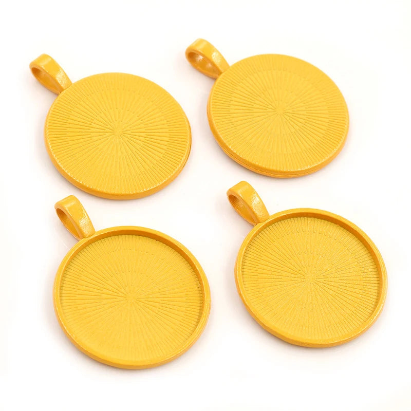 New Fashion 10pcs 25mm Inner Size Multi Colors Plated Classic Simple Style Cabochon Base Setting Charms Pendant