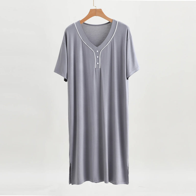 2026 Spring Summer Men's Modal Robes Pajamas Shower Mid-long Knee Length Thin Bathrobe Loose Plus Size Man Homewear Sleep Dress