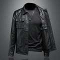 2024 Autumn and Winter New Men's Fashion Handsome with Fine Lapel Motorcycle Leather Coat Slim Stylish Man  Men Jacket