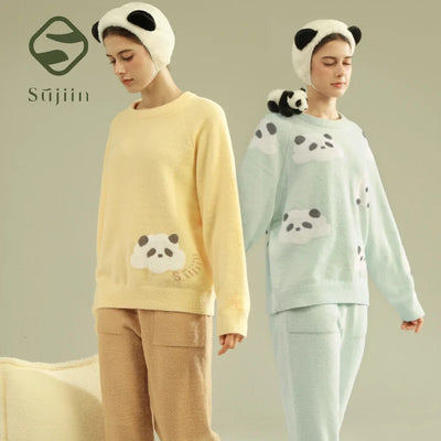 SUJIIN Women's Cute Pajamas Sets Autumn Winter Panda | SAMAG