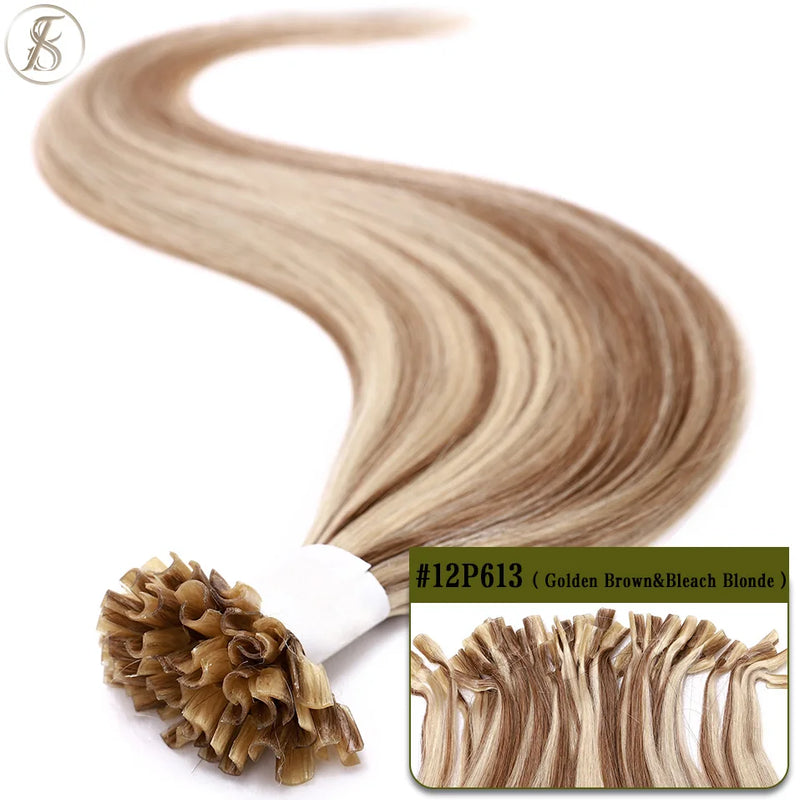 TESS U Tip Fusion Hair Extensions Microlink Keratin Hair Extensions 1g/pc Human Hair Capsules Pre Bonded Natural Hair Extensions