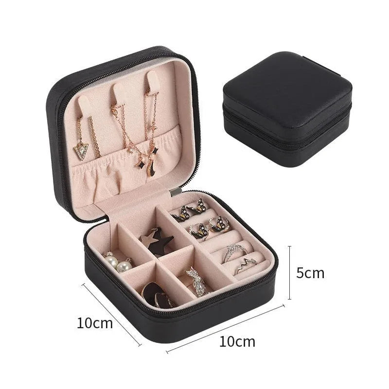 Double-layer Jewlery Box Ring Box Jewelry Boxes with Locks, PU Leather Jewelry Storage Organizer and Makeup Case