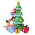 7 FT Outdoor Garden Dog Humorously Trying to Pull the Pants Off Santa Inflatable Christmas Tree Party Decoration