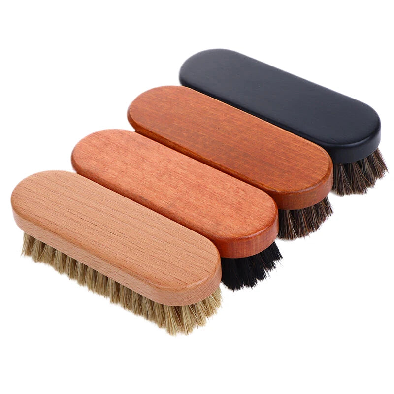 [E] 1PC Handle Dashboard Details Polishing And Cleaning Brush Horse Hair Wood Brush Leather Shoe Care And Cleaning Shoe Brush