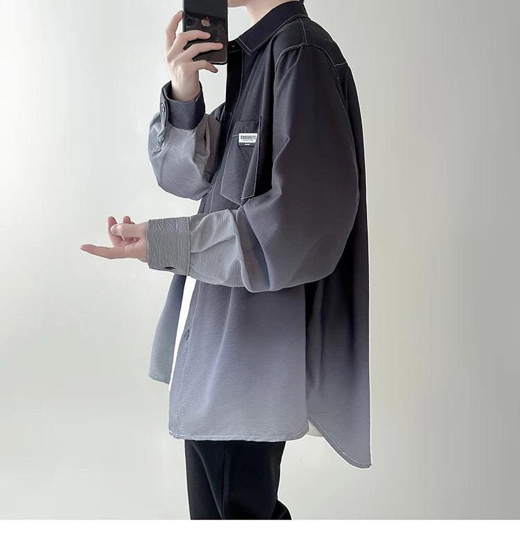 Men's shirt Gradient Plicated Long Sleeve Loose Korean | SAMAG