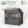 8x7 FT Outdoor Bar Shed with Canopy Black Sloped Roof - View 2 | SAMAG