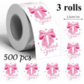 500 Stickers Per Roll Featuring Pink Bow Thank You - View 6 | SAMAG