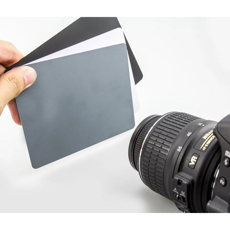 Digital Camera 3 in 1 Pocket-Size White Black Grey Balance Cards 18 percent Gray Card with Neck Strap for Digital Photography