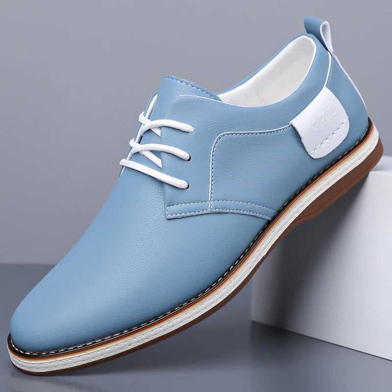 Men's Casual Business Leather Shoes Men Fashion Lace-up Derby Shoe Mens Light Comfortable Outdoor Driving Flats