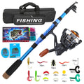 8m Carbon Fiber Telescopic Fishing Rod Reel Combo Full Set Portable With Simulated Soft Lures Hooks Fishing Line Carry Bag For