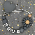 Free Custom Personalized Name Pacifier Clips Handmade Beech Wood Chain Silicone Crown Holder Soother Baby Teething Toy Chew Gift