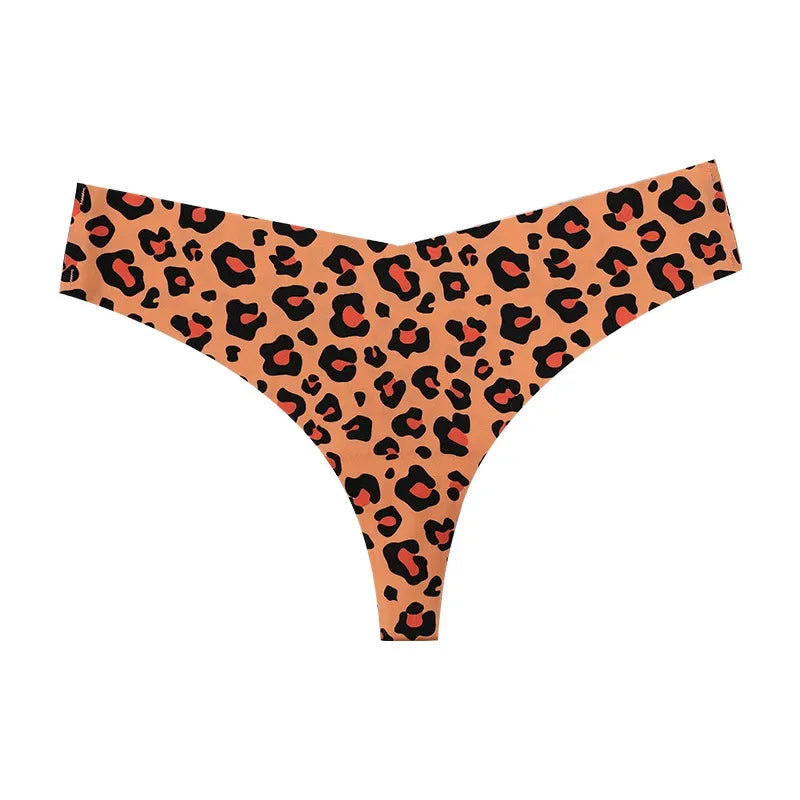 Sexy Leopard Print T-Back T-Shaped Panties Seamless Underwear Women's Ice Silk Breathable Quick-Drying Sports T-Back Pure Cotton