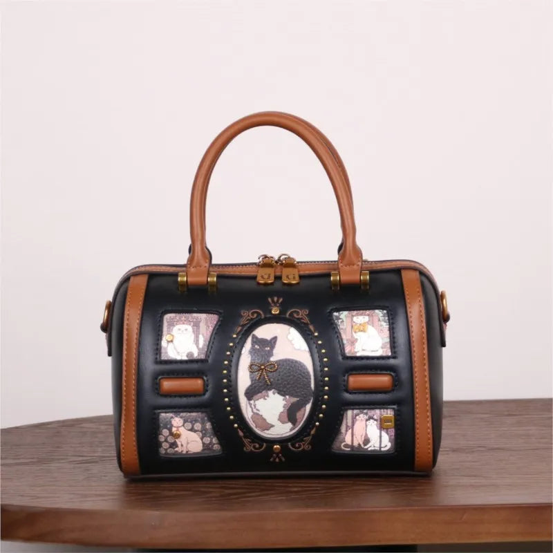 2026 new autumn and winter high-end texture handbag, niche design, fashionable rivets, Boston pillow bag, crossbody bag