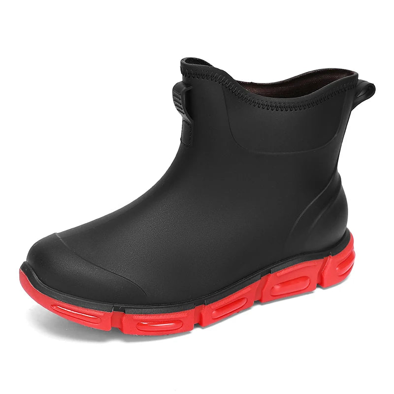 Men's Short Rain Boots Urban Water Boots Men's Non-slip Wear-resistant Fishing Wading Shoes Oil-proof Kitchen Rain Boot Zapatos