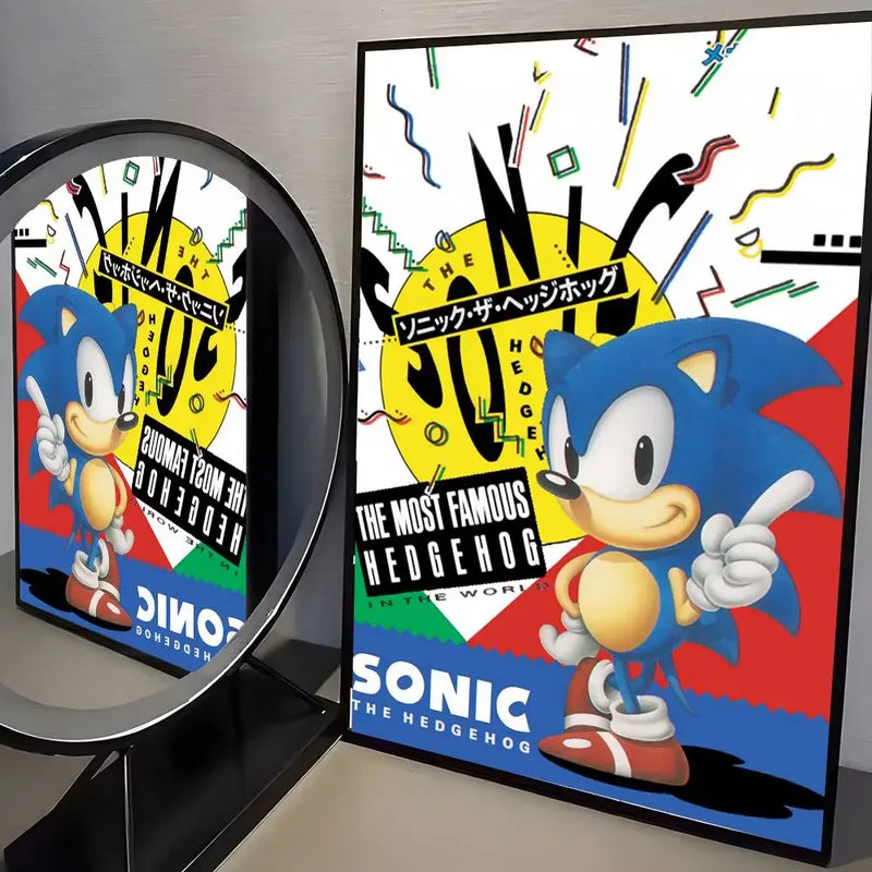 Sonic the Hedgehog HD Poster Art  Waterproof Wall Sticker for Home Living Room Bedroom Aesthetic Decoration