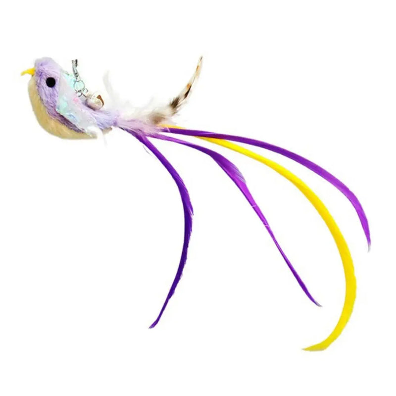 Plush Simulated Bird Cat Stick Head Cat Teaser Stick Colorful Cat Playing Teaser Wand Suction Cup Teaser Toy Interactive Cat Toy