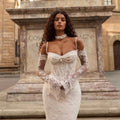 Mouzhetee Mermaid Elegant Pearls Lace Strapless Wedding - View 4 | SAMAG
