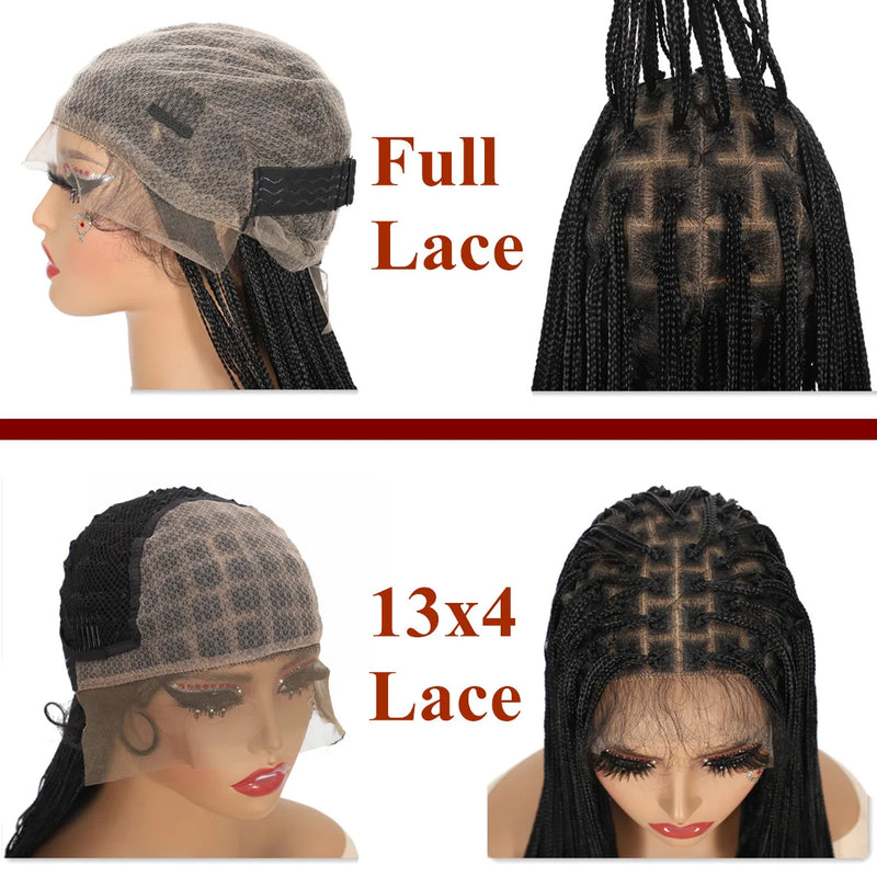 Synthetic Full Lace Wig on Clearance Sale With Baby Hair Knotless Lace Braided Wigs for Black Women Black Wig Braiding Hair M008