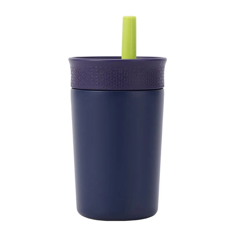 Tumbler 12oz Insulated Water Bottle Double-Layer with Straw Thermos Bottle Stainless Steel Bright Color Thermal Mug Kids