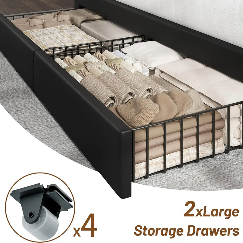 Queen Bed Frame with Headboard ＆ 4 Storage Drawers, Velvet Upholstered Platform Bed Frame Queen Size with 3 USB &, Customized