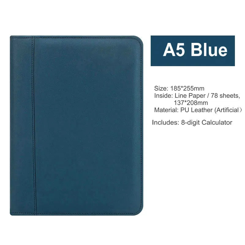 Multifunction Padfolio A5 Binder Notebook Zipper Portfolio With Calculator Personal Business Manager's Folder Office Supplies