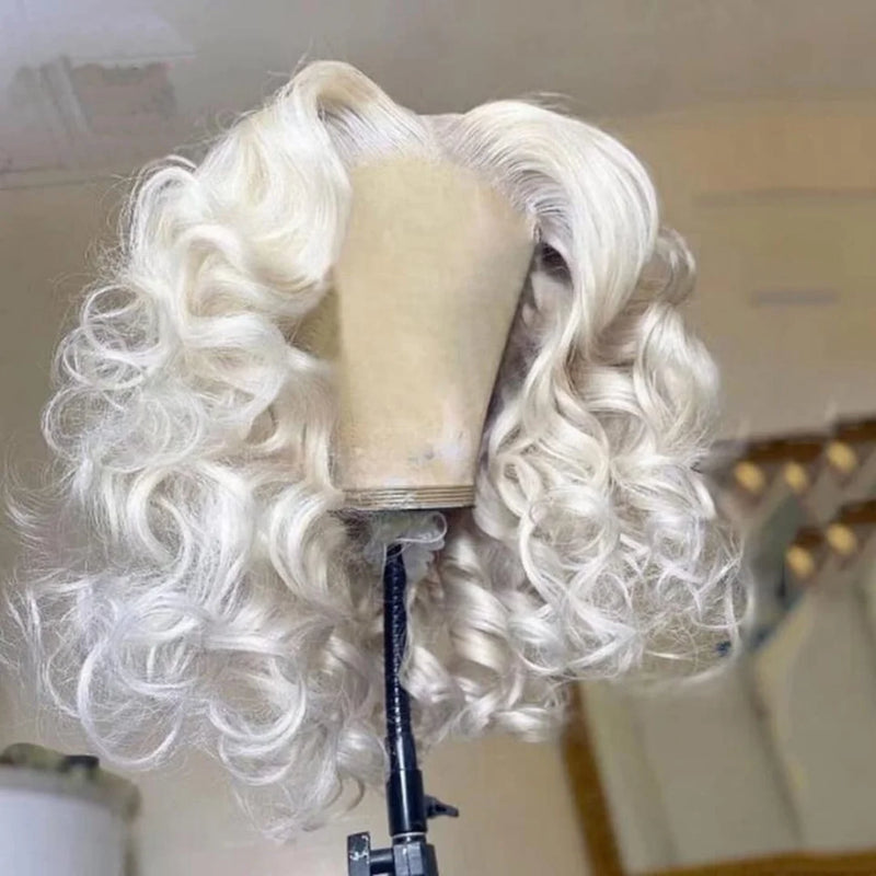 Hot Red Short Body Wave Lace Front Wigs 13x4 HD Bob Lace Wig Pre Plucked Glueless Synthetic Daily Wear Cosplay Heat Resistant