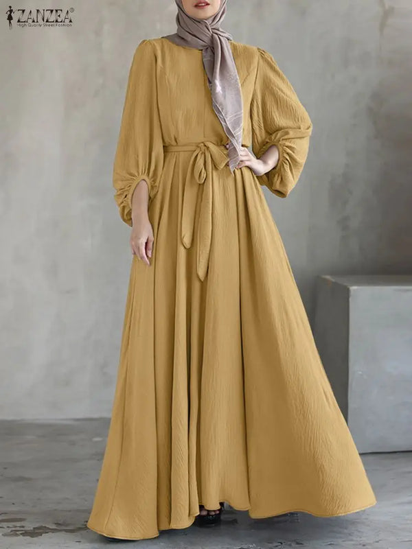 Modest Hijabs Women Long Dresses Elegant Lantern Sleeve | SAMAG
