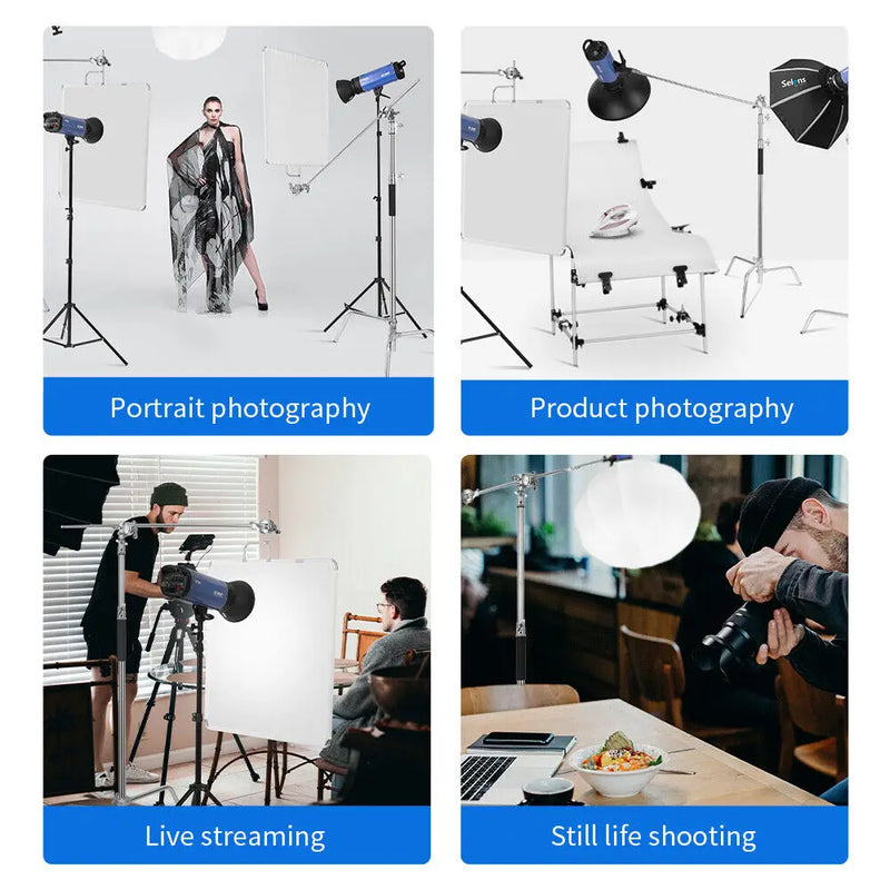 Selens C-Stand Adjustable Stainless Steel Light Stand Heavy Duty Tripod photo studio kits Shooting Photography Props Tripode