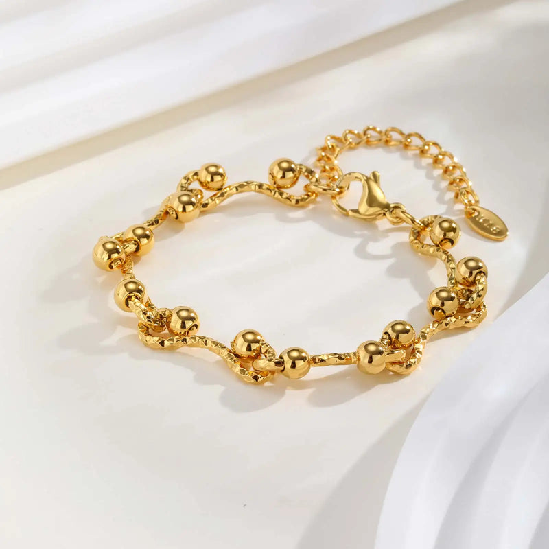 Minimalist Geometric Stainless Steel Bracelets 18K Gold Plated Thick Chunky Chain Bracelet for Women Waterproof Luxury Jewelry