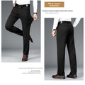 Winter Fleece Warm Business Formal Pants Men Classic Work Office Grey Elastic Waist Suit Thicked Thermal Trousers Plus
