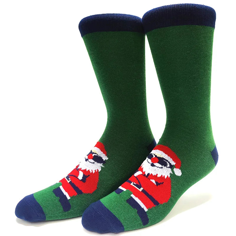 2025 New Men Christmas Socks New Year Funny Snowflake Beer Santa Claus Elk Snow Cotton Happy Socks Men Cartoon Women Sokken