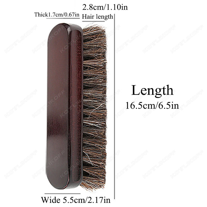 Premium Horsehair Shoe Brush For Leather Polishing Cleaning Car Interior Furniture Bag Effective Dirt Removal Shine Brush