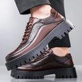 Retro Brown Men's Banquet Leather Shoes Thick Soled Wear-resistant Work Shoes2025 Classic Brand Men's Business Dress Shoes