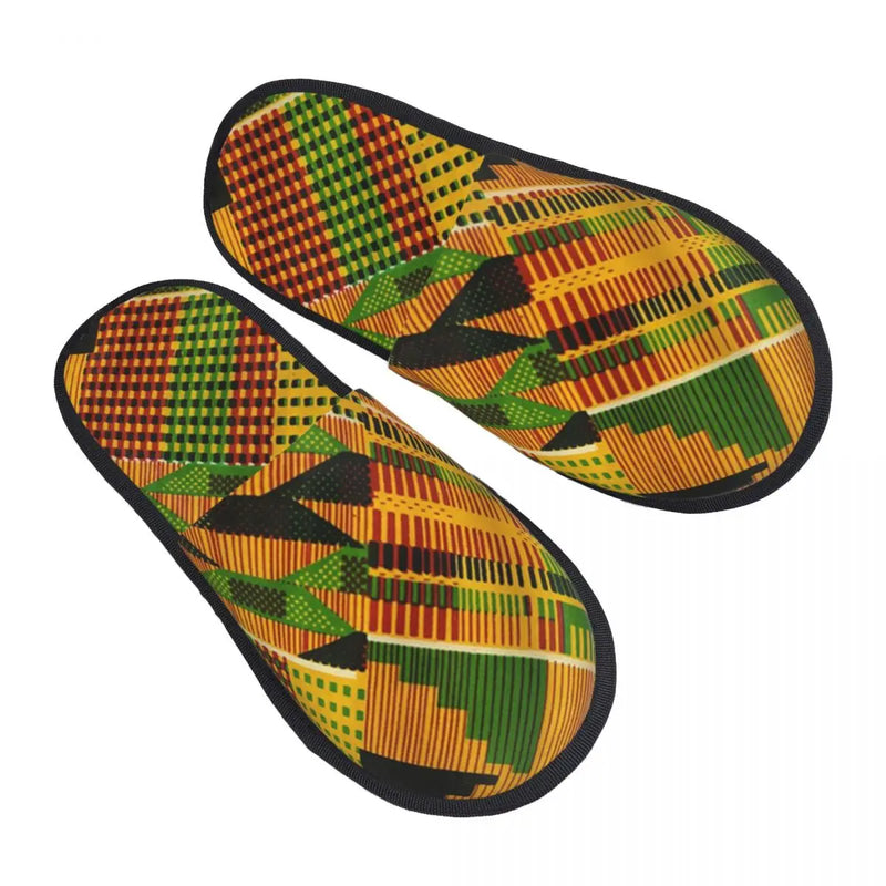 Custom Kizomba Samakaka Ankara Print Soft Memory Foam House Slippers Women African Wax Design Comfy Warm Anti-skid Sole Slipper