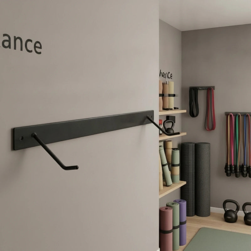 Fitness Mat Storage Rack Metal Shelf with Hooks Heavy - Duty Sturdy for Yogis, Home Gym, Workout Room - View 4 | SAMAG