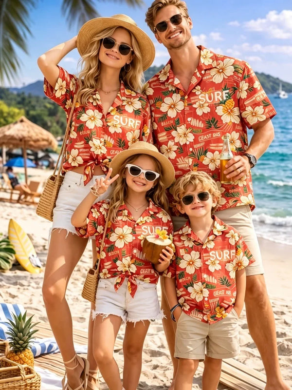 New Mother Kids Family Wear Beach Hawaiian Shirt Tropical - View 8 | SAMAG