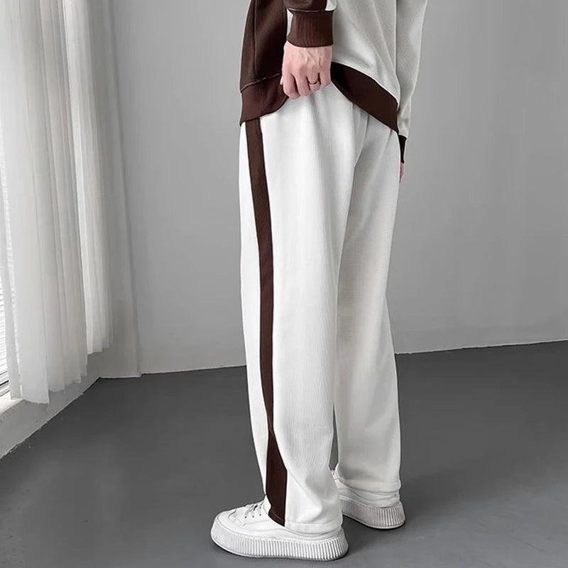 Spring Autumn Korean Fashion Patchwork Sweatshirt Elastic Casual Sweatpants Set Men Loose Comfortable Sporty - View 5 | SAMAG