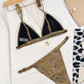 Sexy Glitter Gold Sequine Metal Ring Bikinis Sets Two | SAMAG